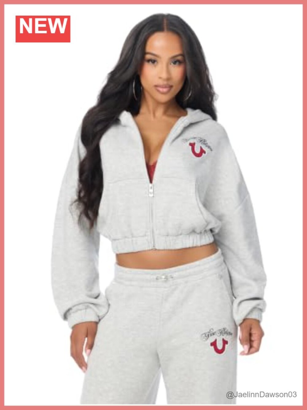 True Religion Applique Girlfriend Zip Up Hoodie Cotton Polyester